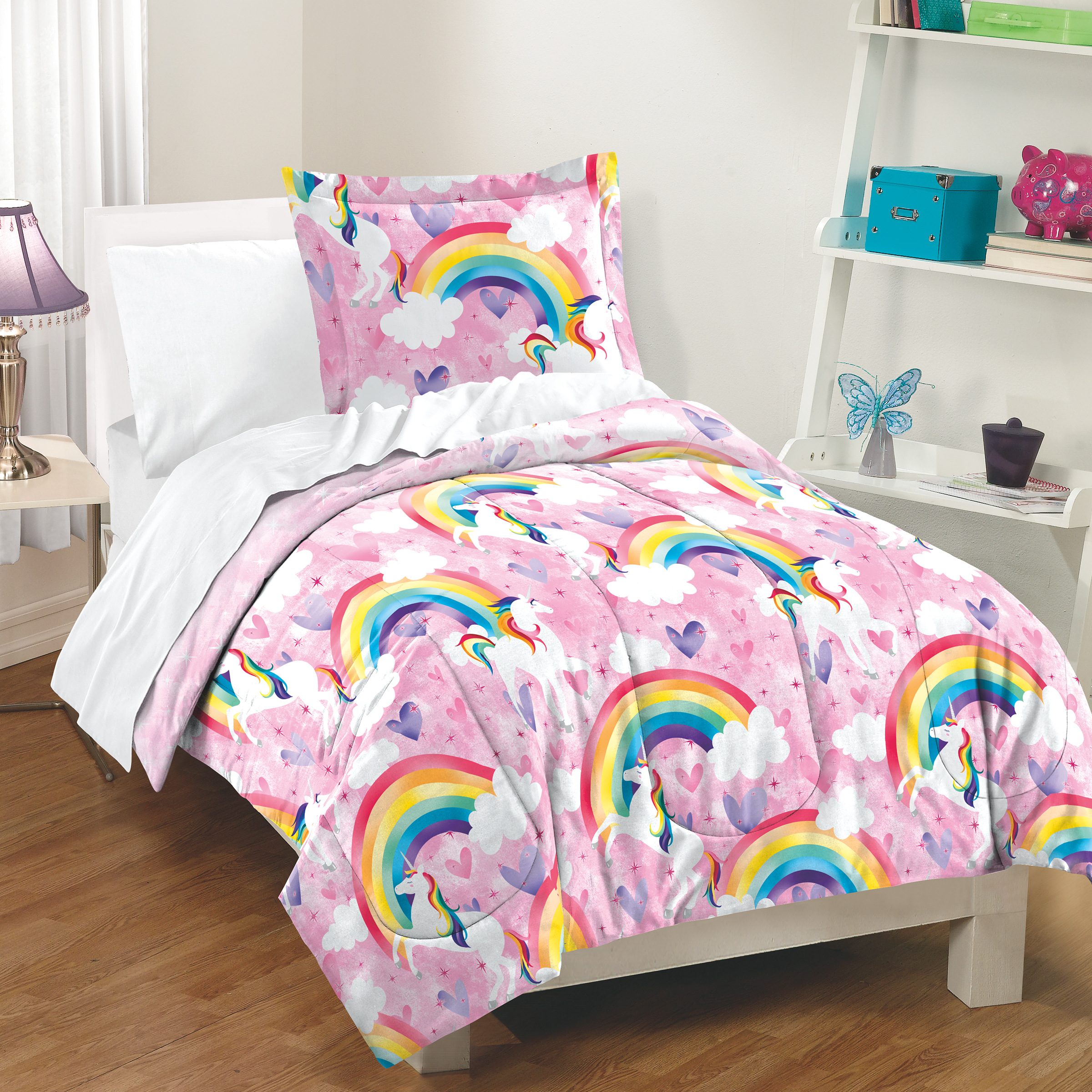 Unicorn Rainbow Girls Pink 200 TC 100 Cotton Comforter Sham Set eBay